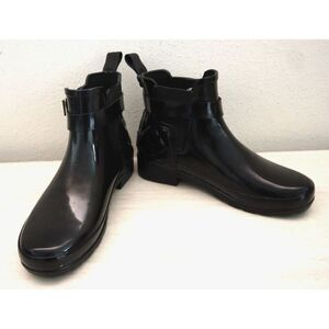 Hunter Women's Sz 5 Black Quilted Gloss Refined Slim Fit Chelsea Boots SIB